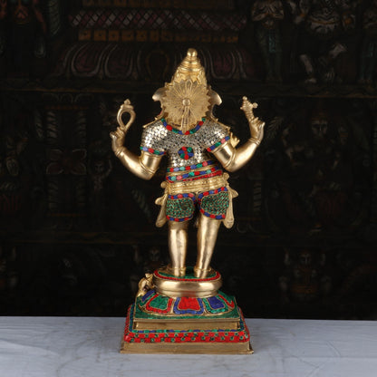 Brass Standing Ganesha Idol Stone Work For Home Decor 1.5 Feet by vendor-unknown - Hindu Gods (View 5)