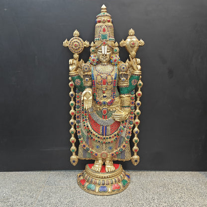 Brass Lord Tirupathi Balaji Idol Stone Work 4 Feet by vendor-unknown - Hindu Gods (View 5)