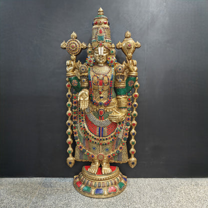 Brass Lord Tirupathi Balaji Idol Stone Work 4 Feet by vendor-unknown - Hindu Gods (View 9)