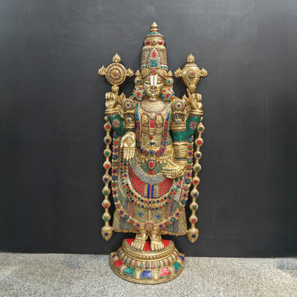 Brass Lord Tirupathi Balaji Idol Stone Work 4 Feet by vendor-unknown - Hindu Gods (View 10)