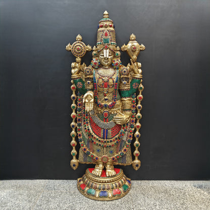 Brass Lord Tirupathi Balaji Idol Stone Work 4 Feet by vendor-unknown - Hindu Gods (View 11)