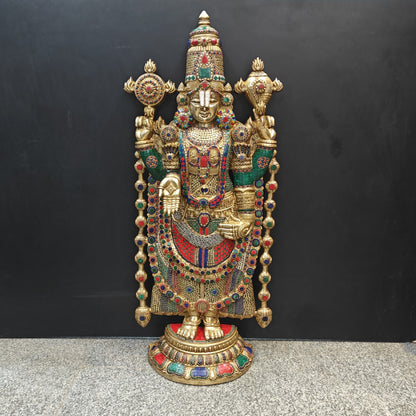 Brass Lord Tirupathi Balaji Idol Stone Work 4 Feet by vendor-unknown - Hindu Gods (View 12)
