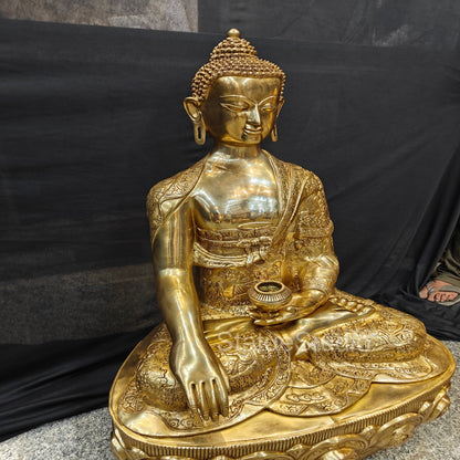 Brass Fine Life Story Engraved Buddha Statue For Home Decor 3 Feet by vendor-unknown - Buddha (View 4)