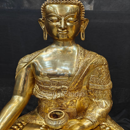 Brass Fine Life Story Engraved Buddha Statue For Home Decor 3 Feet by vendor-unknown - Buddha (View 2)