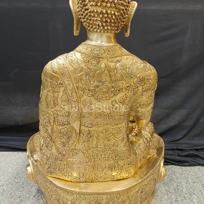 Brass Fine Life Story Engraved Buddha Statue For Home Decor 3 Feet by vendor-unknown - Buddha (View 6)