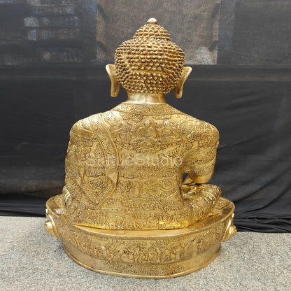 Brass Fine Life Story Engraved Buddha Statue For Home Decor 3 Feet by vendor-unknown - Buddha (View 7)