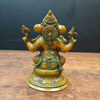 Brass Ganesha Idol Copper Patina Finish For Home Decor 9 Inch by vendor-unknown - Hindu Gods (View 6)