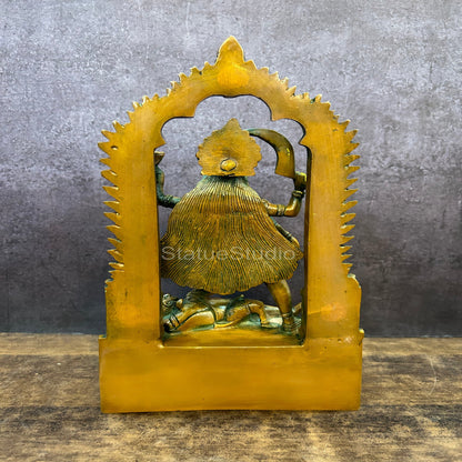 Brass Maa Kali Statue With Temple Arch Copper Patina Finish For Home Decor 11" by vendor-unknown - Hindu Gods (View 4)