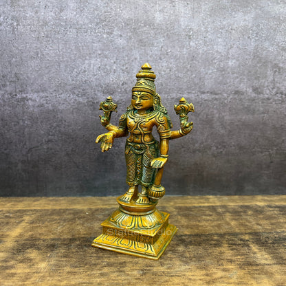 Brass Vishnu Idol Copper Patina Finish For Home Decor 9" by vendor-unknown - Hindu Gods (View 3)