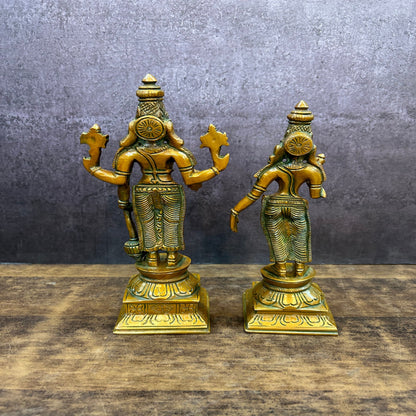Brass Vishnu Lakshmi Idol Copper Patina Finish For Home Decor 9" by vendor-unknown - Hindu Gods (View 4)