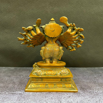 Brass Standing Ganesha Idol With 16 Arms Copper Patina Finish 9" by vendor-unknown - Hindu Gods (View 6)