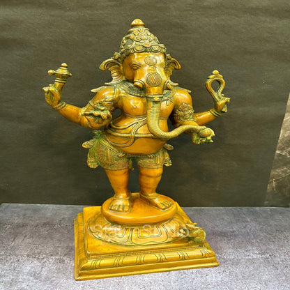 Brass Lord Ganesha Statue Copper Patina Finish For Home Decor Idol 20" by vendor-unknown - Hindu Gods (View 3)