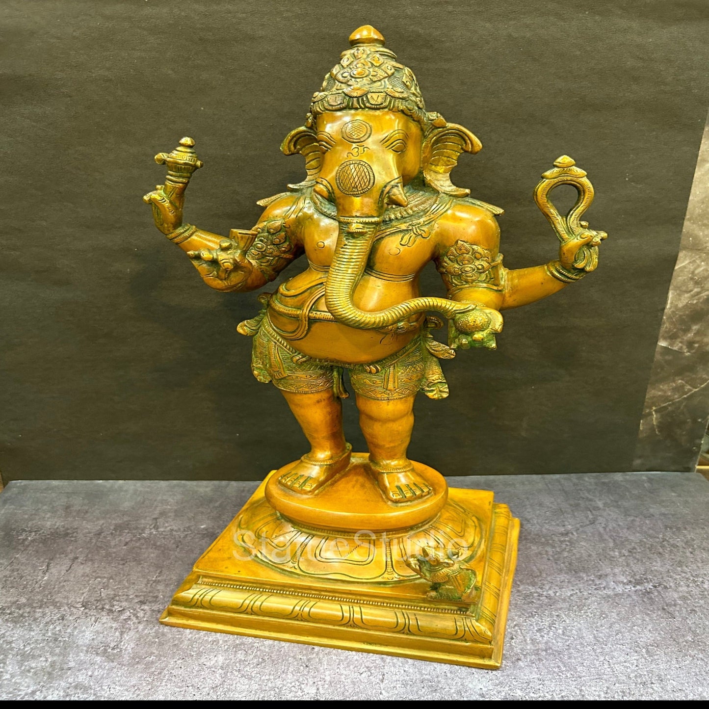 Brass Lord Ganesha Statue Copper Patina Finish For Home Decor Idol 20"