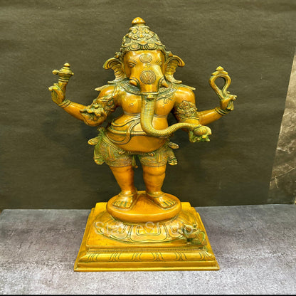 Brass Lord Ganesha Statue Copper Patina Finish For Home Decor Idol 20" by vendor-unknown - Hindu Gods (View 2)