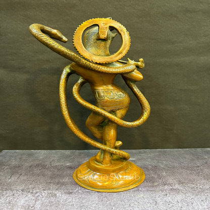 Brass Krishna Idol with Kaliya Naag in Copper Patina Finish 15" by StatueStudio by vendor-unknown - Hindu Gods (View 5)