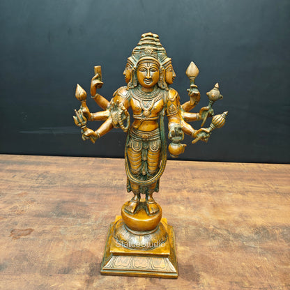 Brass Lord Brahma Statue Creator Of Universe Copper Patina Finish 15 Inch by vendor-unknown - Hindu Gods (View 3)