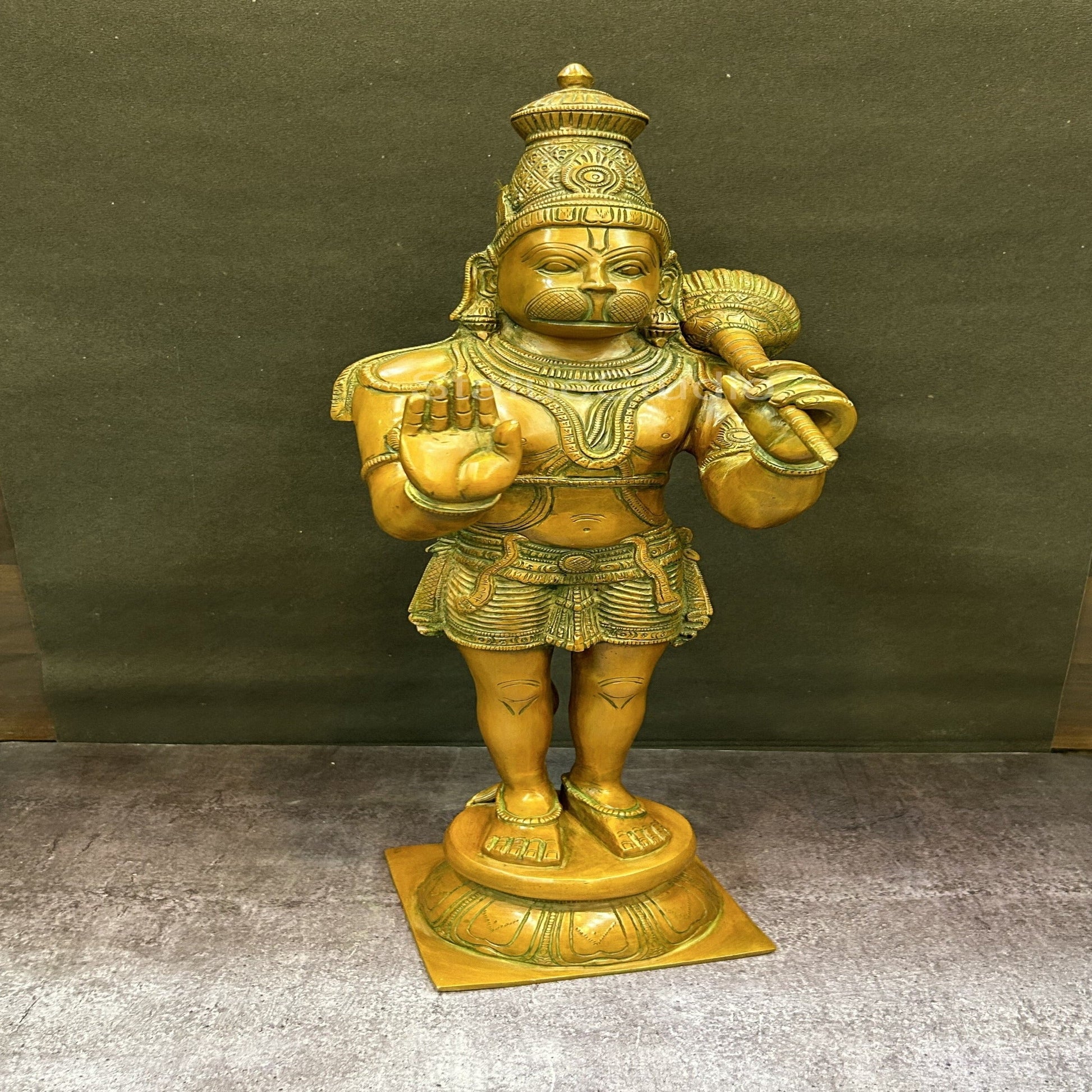 Brass Large Standing Hanuman Idol Copper Patina Finish For Home Decor 2 Feet - Image 3