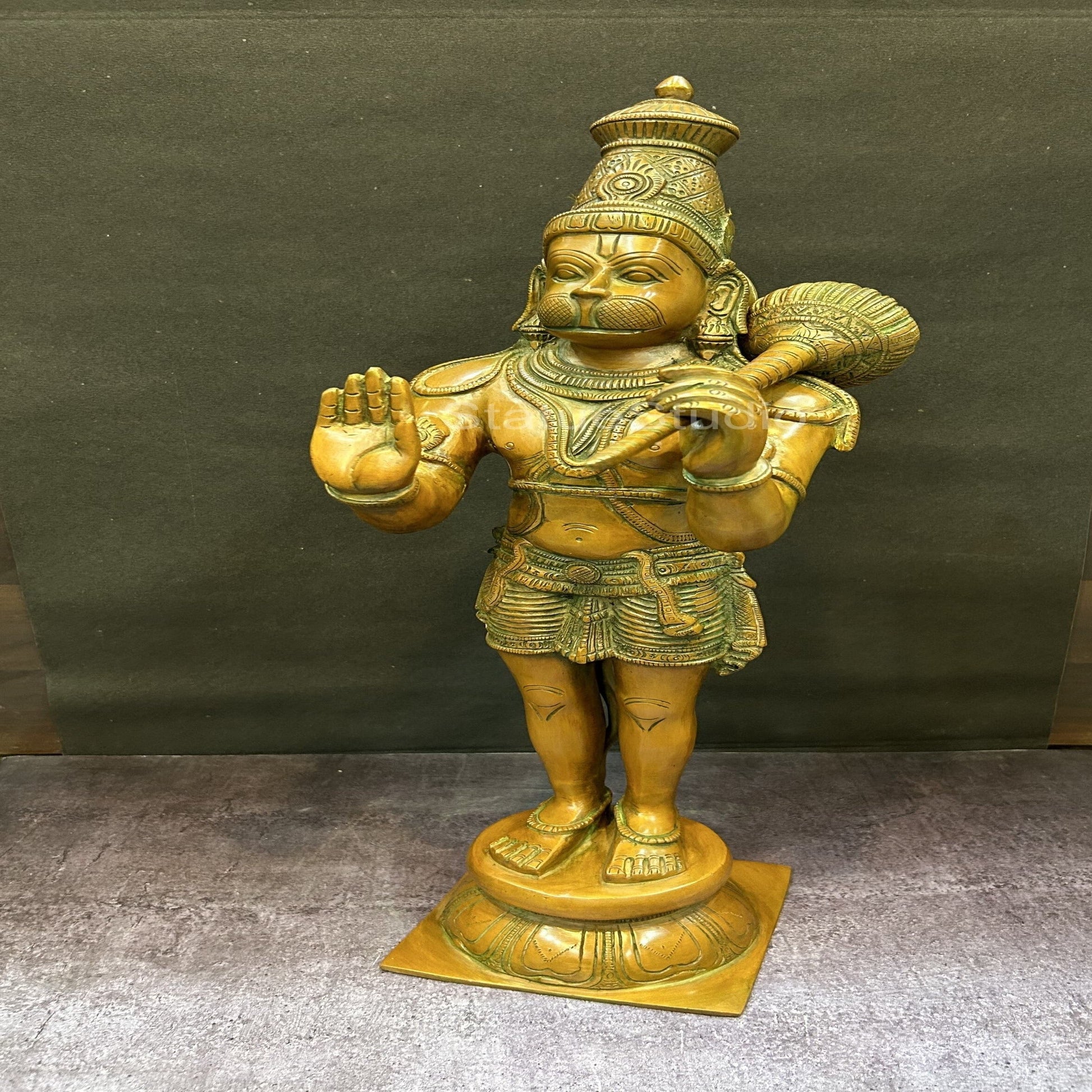Brass Large Standing Hanuman Idol Copper Patina Finish For Home Decor 2 Feet - Image 4