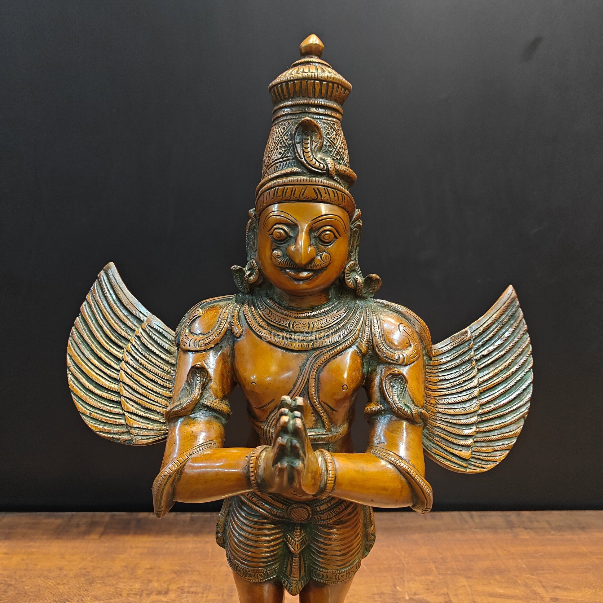 Brass Standing Garuda Statue Copper Patina Finish 2 Feet - Image 2