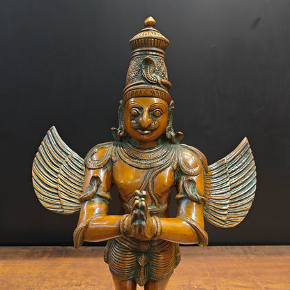 Brass Standing Garuda Statue Copper Patina Finish 2 Feet by vendor-unknown - Hindu Gods (View 2)