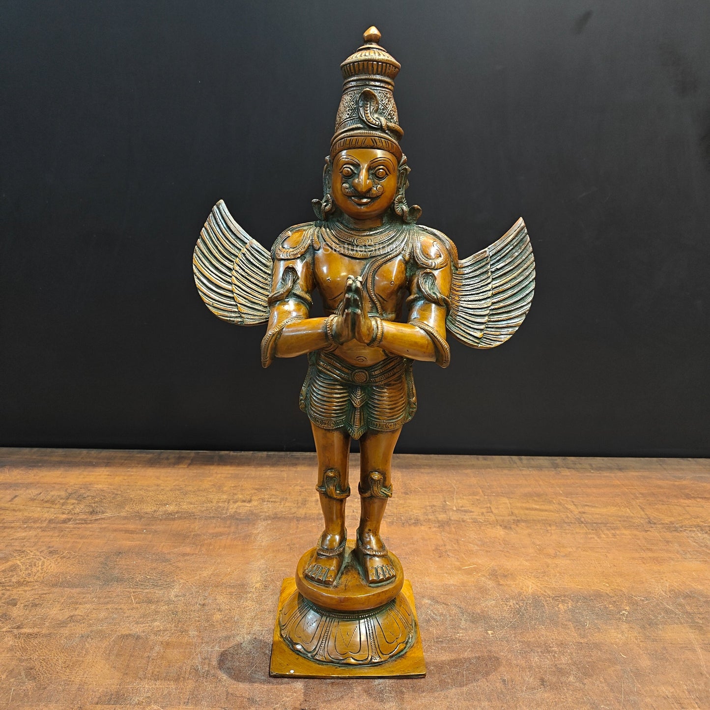 Brass Standing Garuda Statue Copper Patina Finish 2 Feet