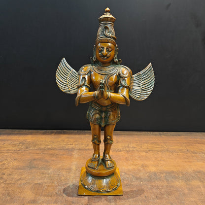 Brass Standing Garuda Statue Copper Patina Finish 2 Feet by vendor-unknown - Hindu Gods (View 3)
