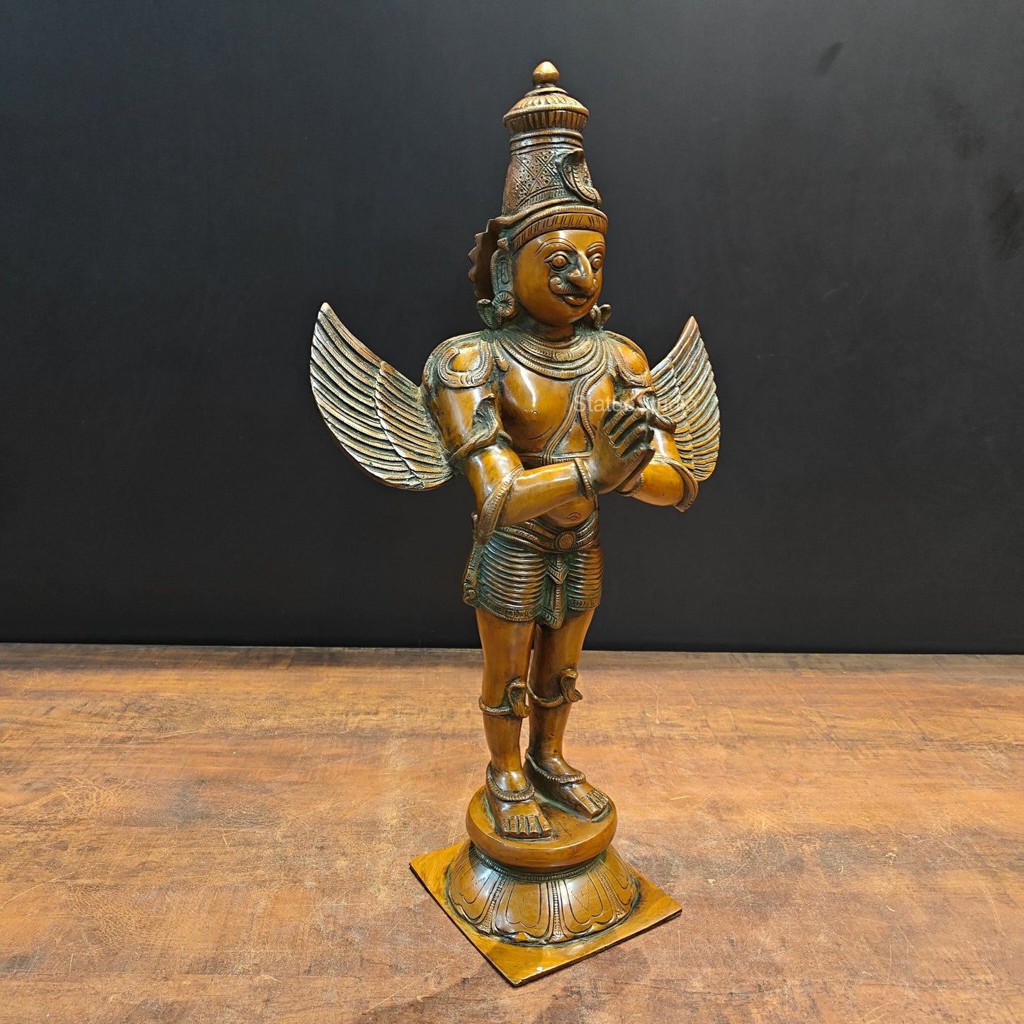Brass Standing Garuda Statue Copper Patina Finish 2 Feet