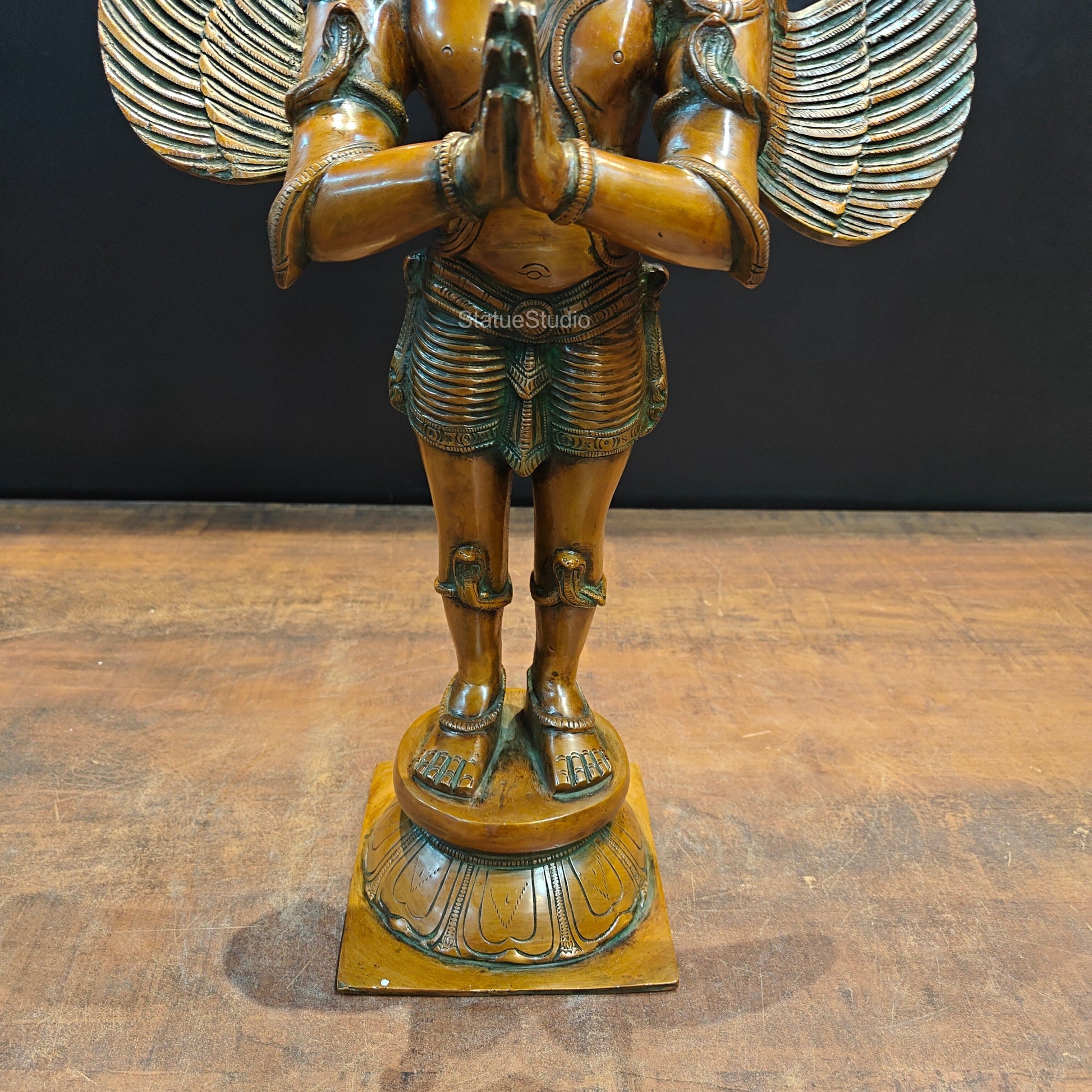 Brass Standing Garuda Statue Copper Patina Finish 2 Feet - Image 7