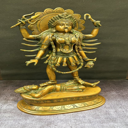 Brass Kali Mata Idol With 4 Arms Copper Patina Finish For Home Decor 18" by vendor-unknown - Hindu Gods (View 2)
