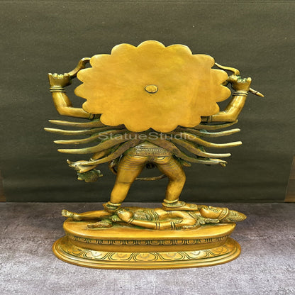 Brass Kali Mata Idol With 4 Arms Copper Patina Finish For Home Decor 18" by vendor-unknown - Hindu Gods (View 4)