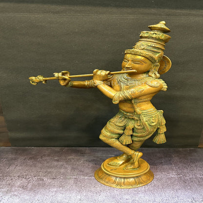 Brass Krishna Statue in Copper Patina Finish 2 Feet by StatueStudio by vendor-unknown - Hindu Gods (View 4)