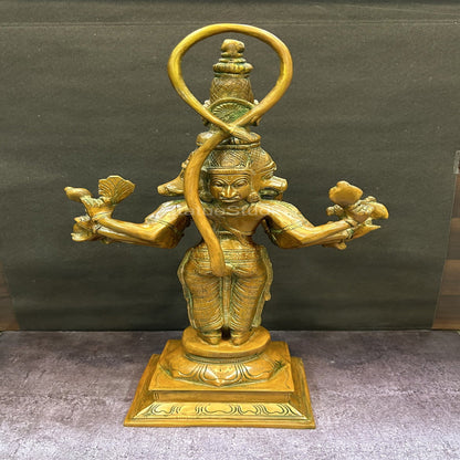 Brass Large Lord Panchmukhi Hanuman Statue Copper Patina Finish For Home Decor 2 Feet by vendor-unknown - Hindu Gods (View 5)