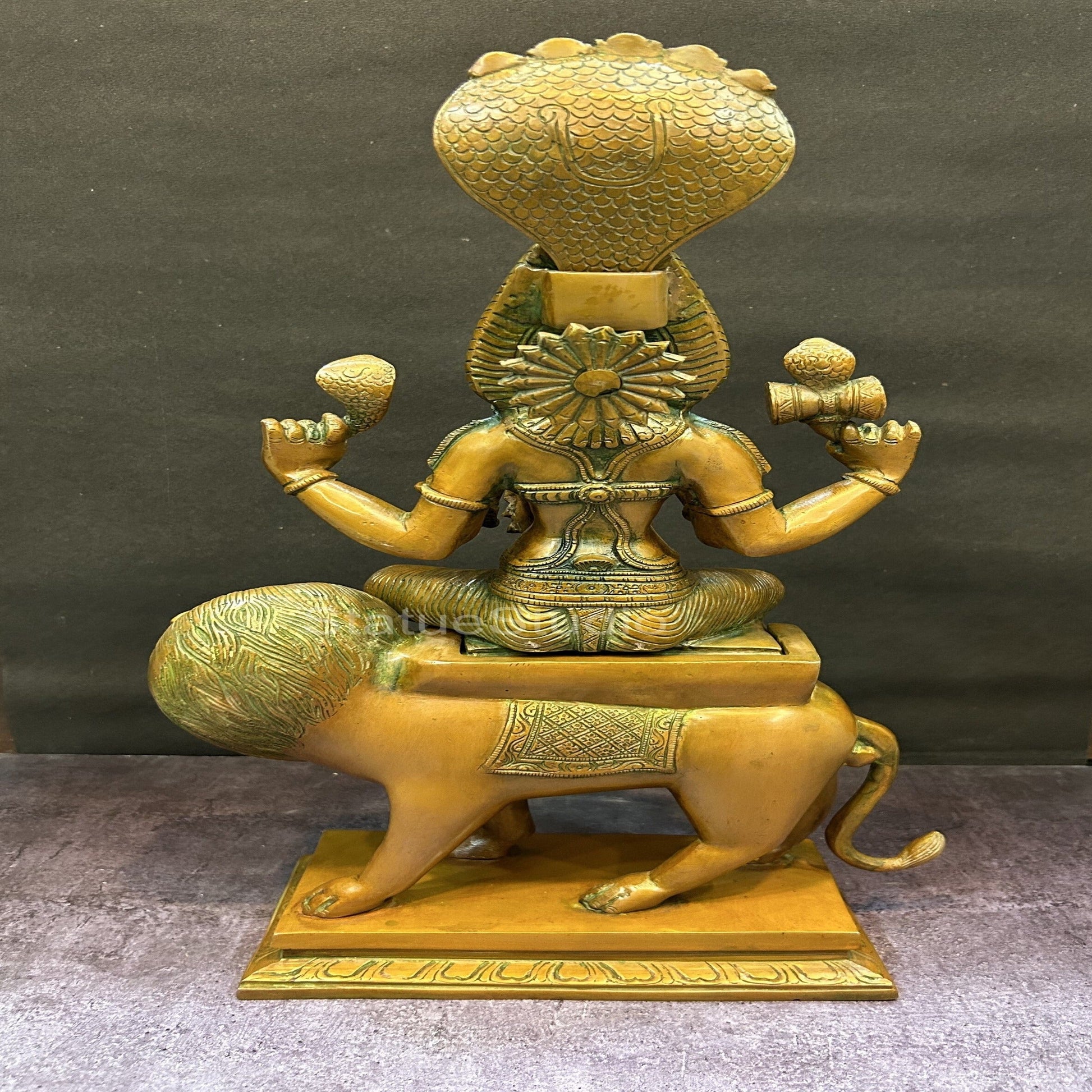 Brass Pratyangira Devi Bhadrakali Statue Copper Patina Finish For Home Decor 19" - Image 4