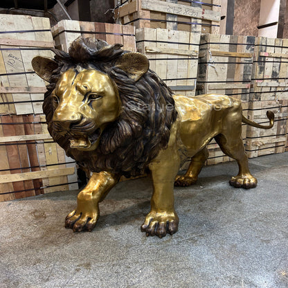 Brass Lion Statue Big Life Size Figure For Home Garden Decor 4 Feet Tall by vendor-unknown - Decor (View 2)