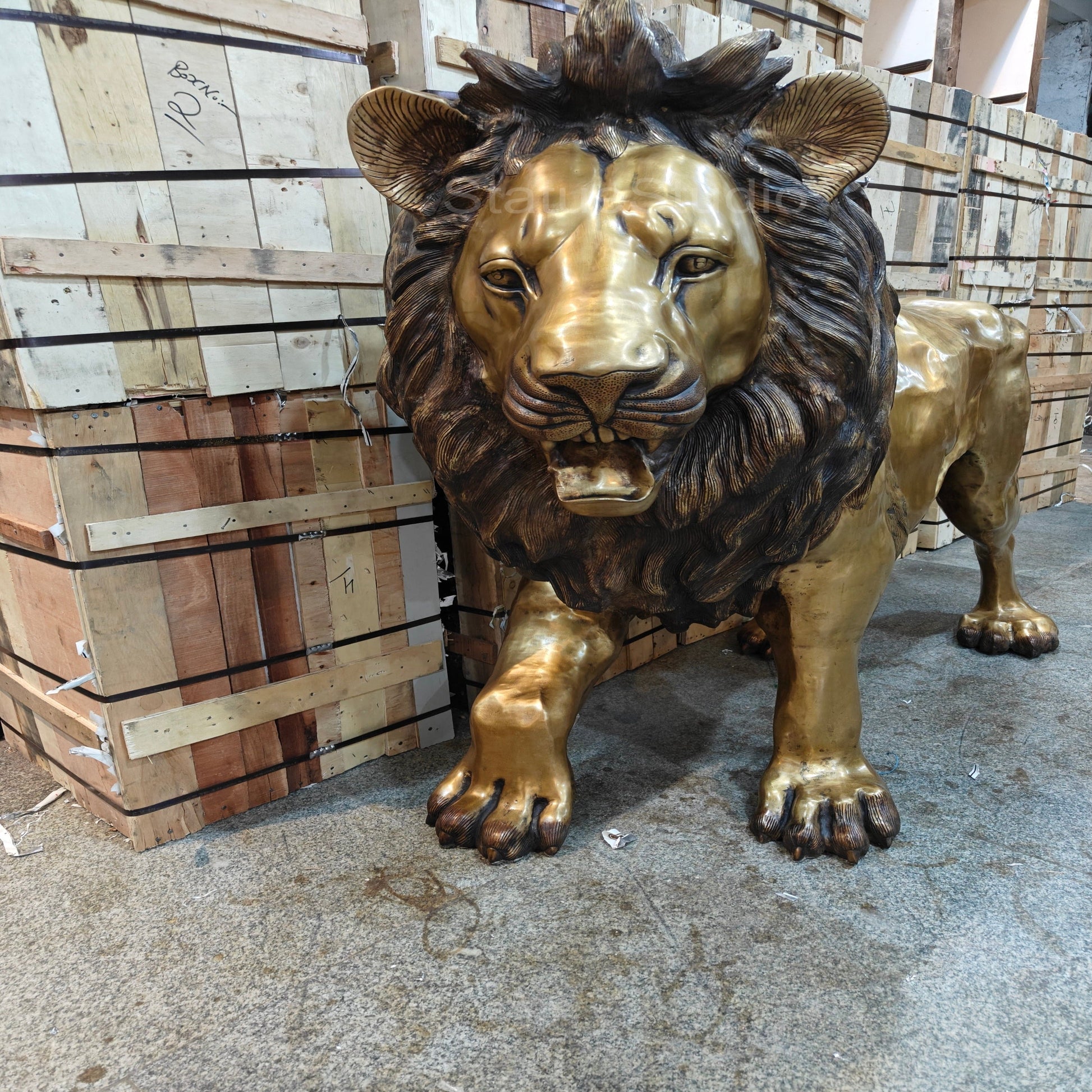 Brass Lion Statue Big Life Size Figure For Home Garden Decor 4 Feet Tall - Image 5