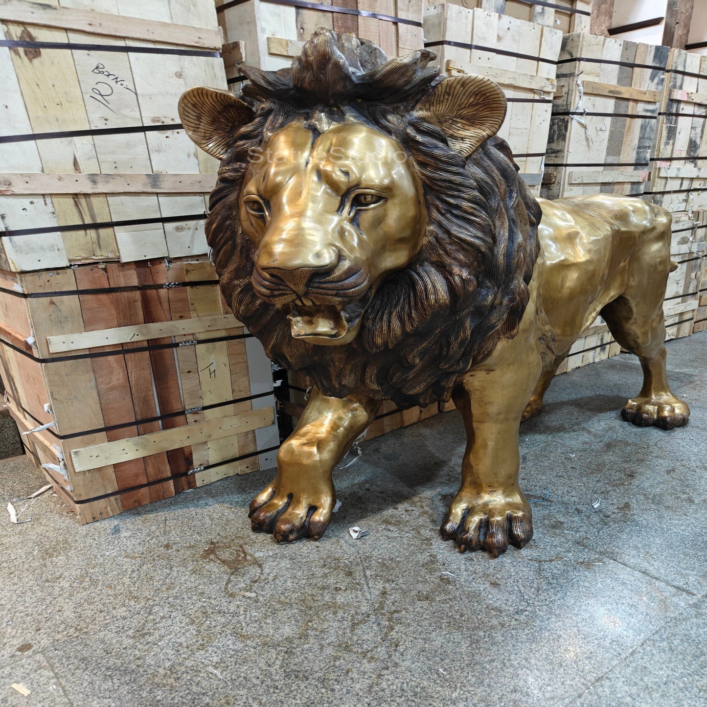 Brass Lion Statue Big Life Size Figure For Home Garden Decor 4 Feet Tall