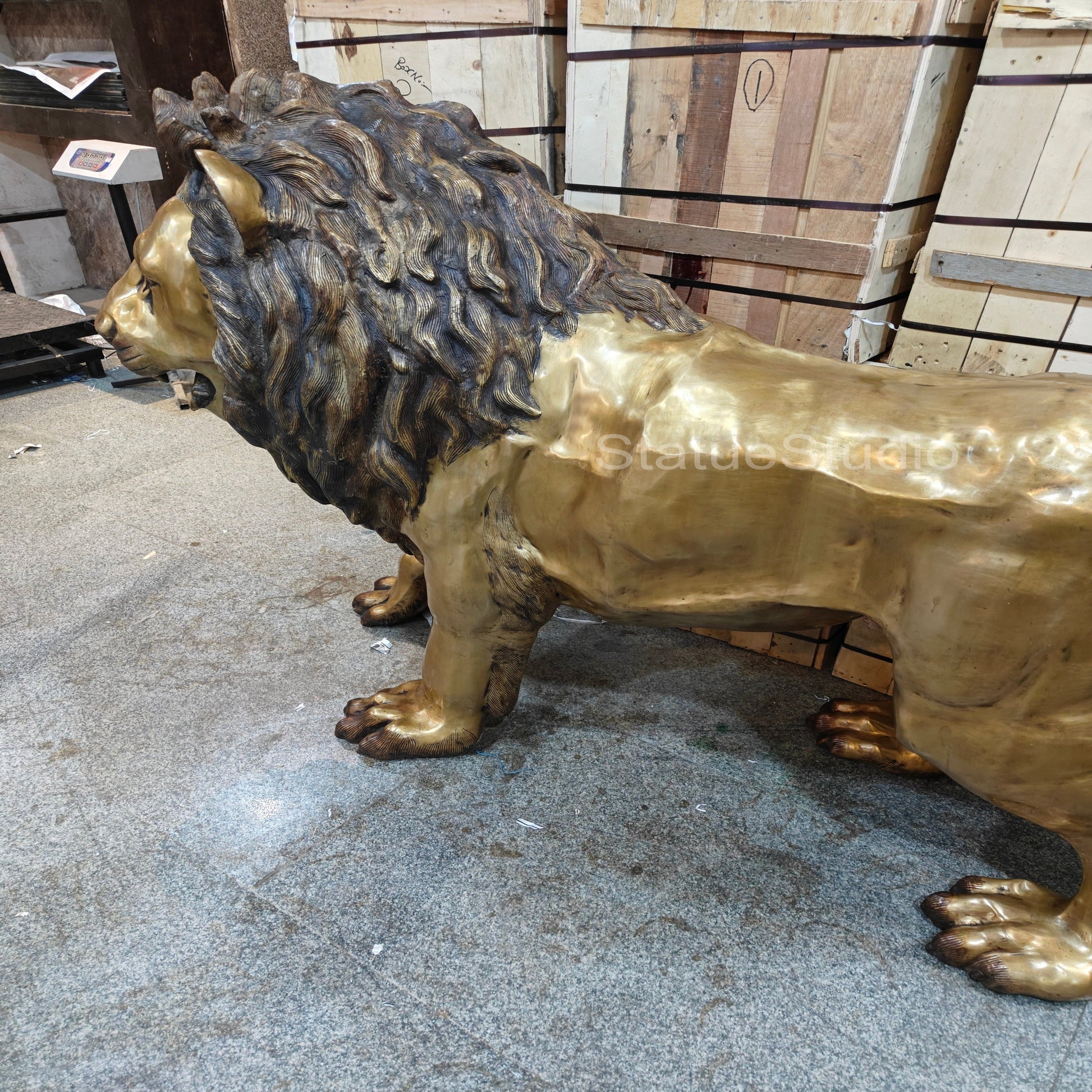 Brass Lion Statue Big Life Size Figure For Home Garden Decor 4 Feet Tall - Image 4