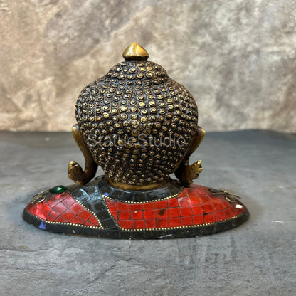 Brass Buddha Bust Idol Antique Stone Work For Home Decor 7" by vendor-unknown - Buddha (View 5)