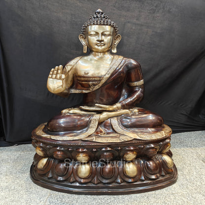 Brass Large Blessing Buddha Statue Antique Finish For Home Decor 4 Feet by vendor-unknown - Buddha (View 3)