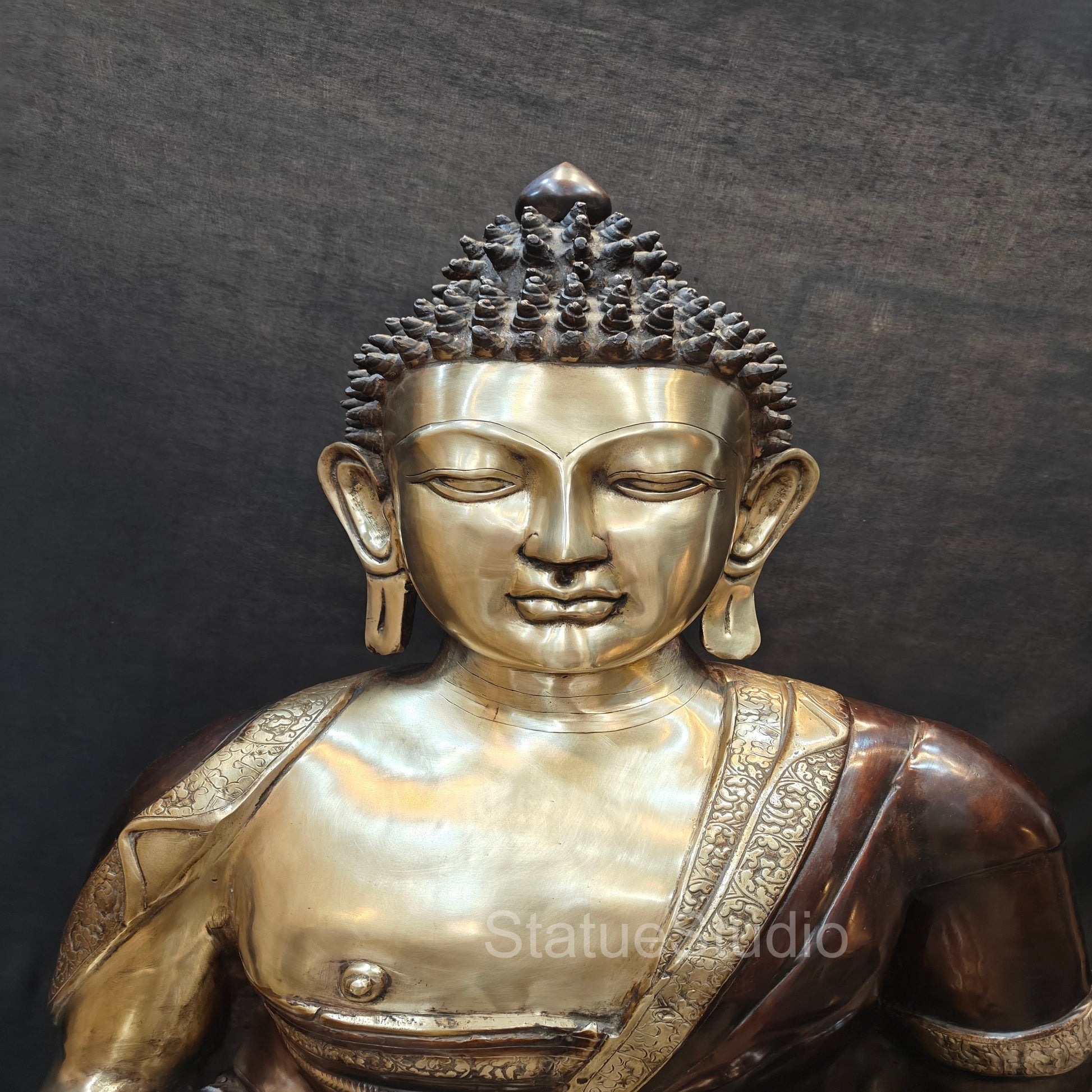 Brass Large Blessing Buddha Statue Antique Finish For Home Decor 4 Feet - Image 5