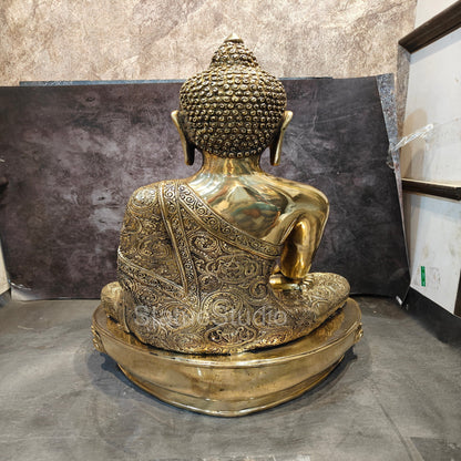 Brass Large Carving Buddha Statue Antique Finish For Home Decor 2 Feet by vendor-unknown - Buddha (View 5)
