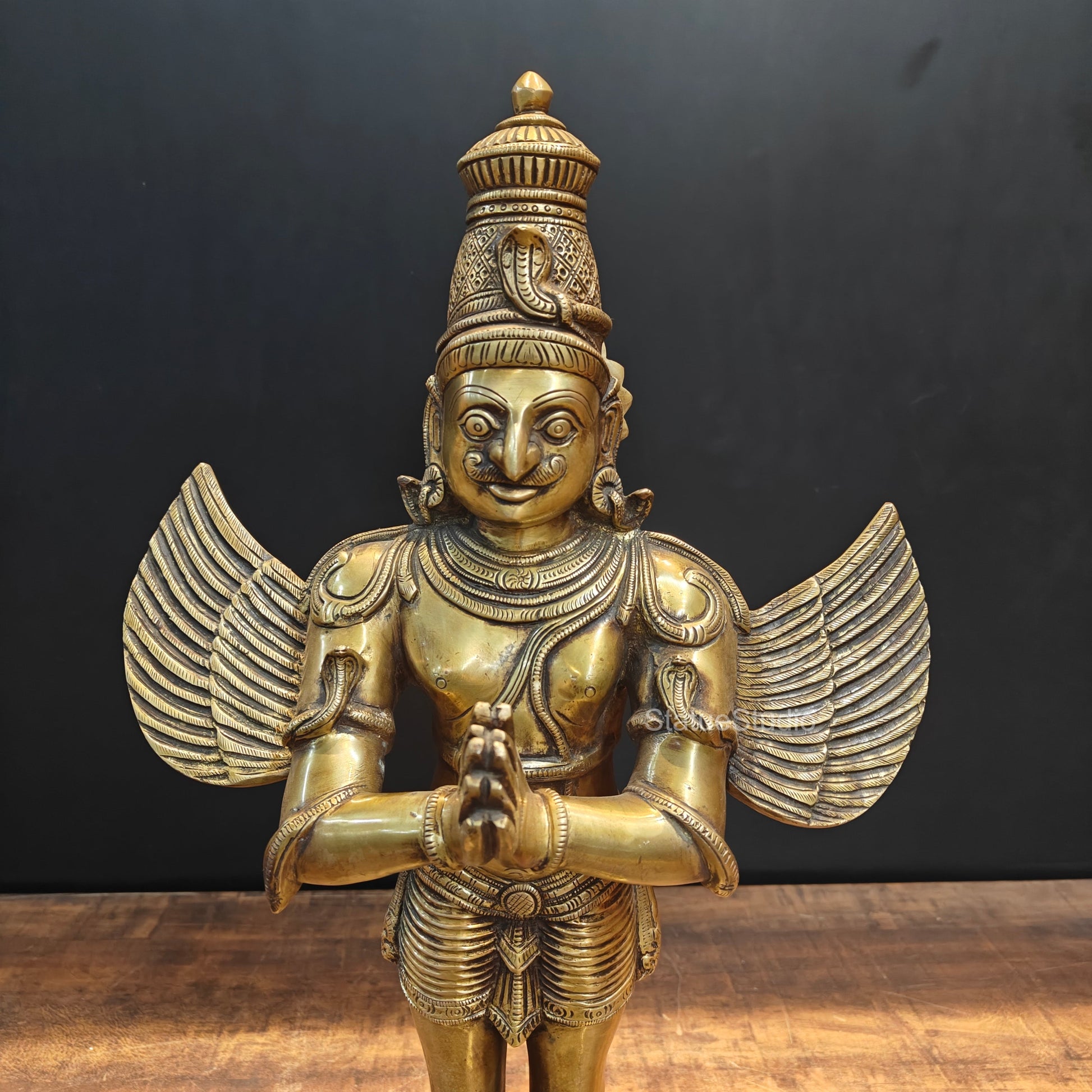 Brass Standing Garuda Idol For Home Decor Showpiece 2 Feet - Image 2