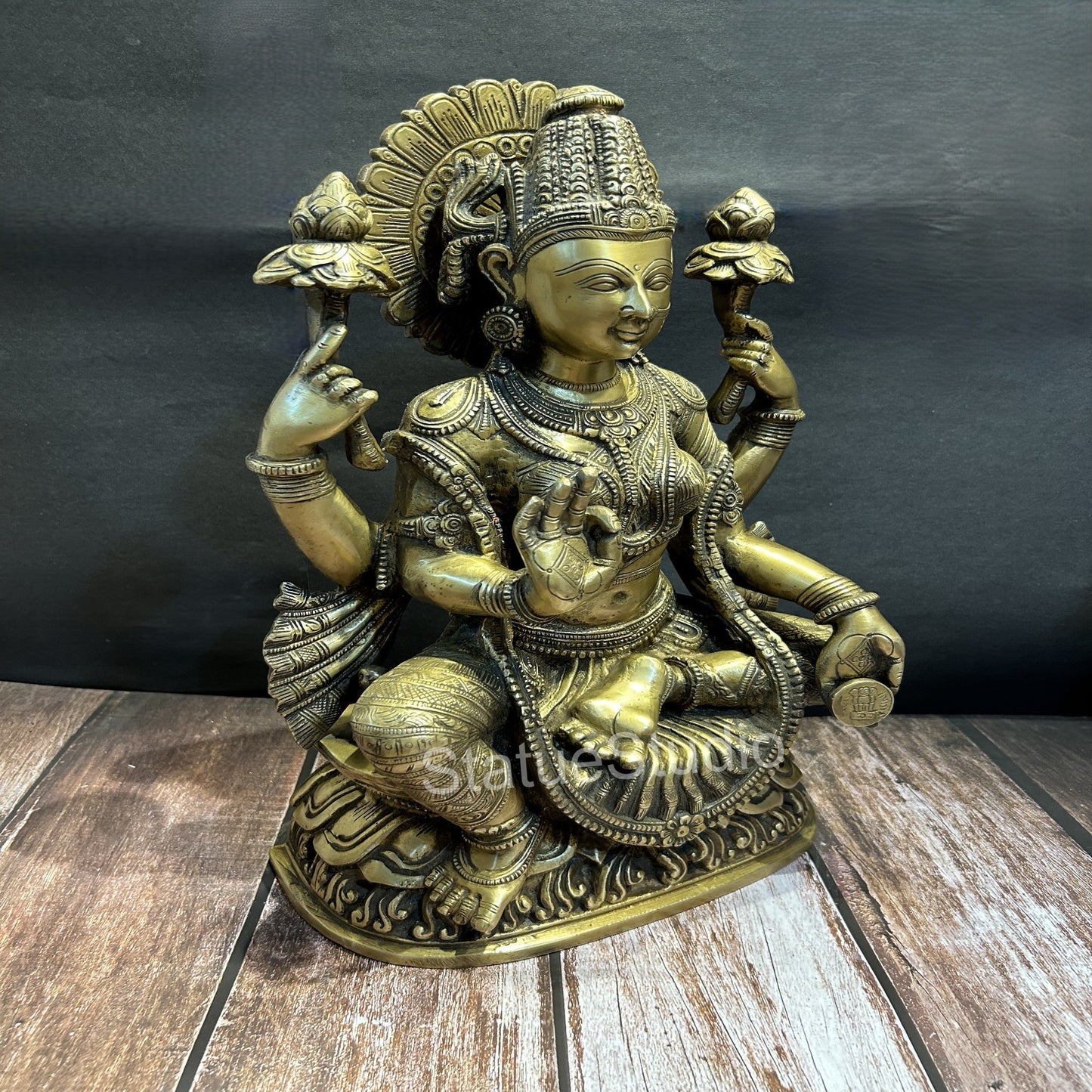 Brass Goddess Lakshmi Idol Antique Finish For Home Decor Lucky Gift 1.5 Feet