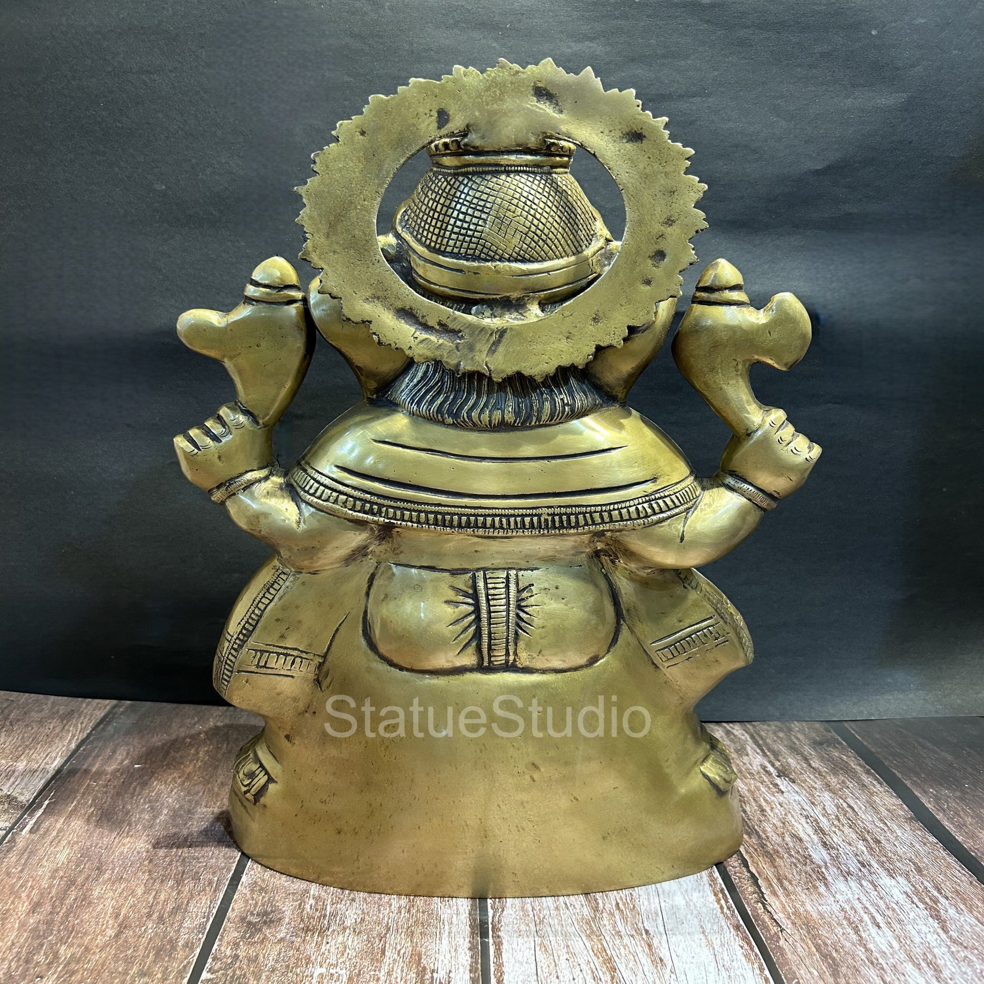 Brass Ganesha Statue Antique Finish For Home Temple Decor 1.5 Feet - Image 4
