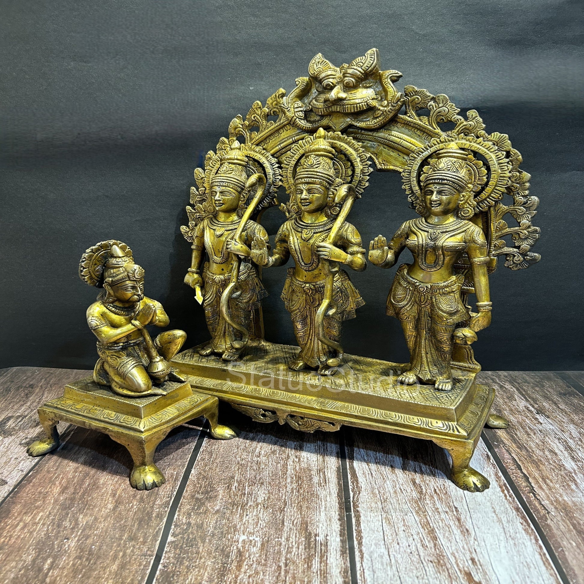 Brass Ram Darbar Statue Rama Family Antique Finish For Home Decor 17" - Image 2