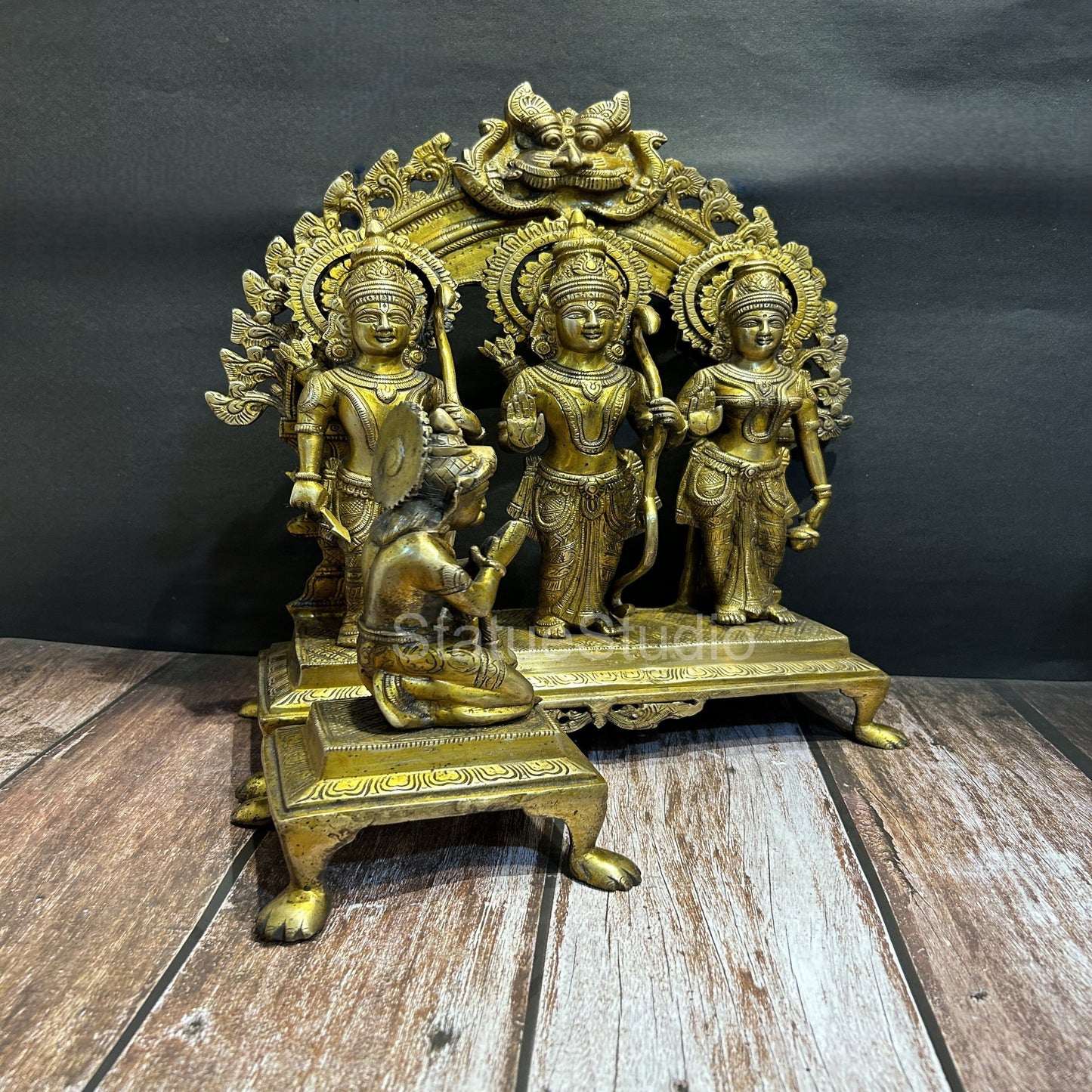 Brass Ram Darbar Statue Rama Family Antique Finish For Home Decor 17"