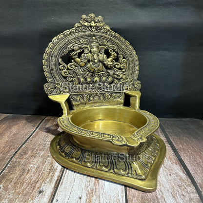 Brass Large Ganesha Diya For Home Temple Religious Decor Showpiece 16" by vendor-unknown - Spiritual (View 2)