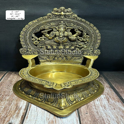Brass Large Ganesha Diya For Home Temple Religious Decor Showpiece 16" by vendor-unknown - Spiritual (View 5)