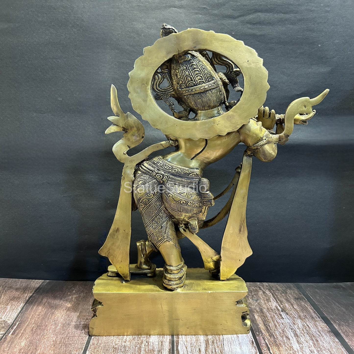 Brass Large Krishna Idol Antique Finish for Home Office Decor 2 Feet
