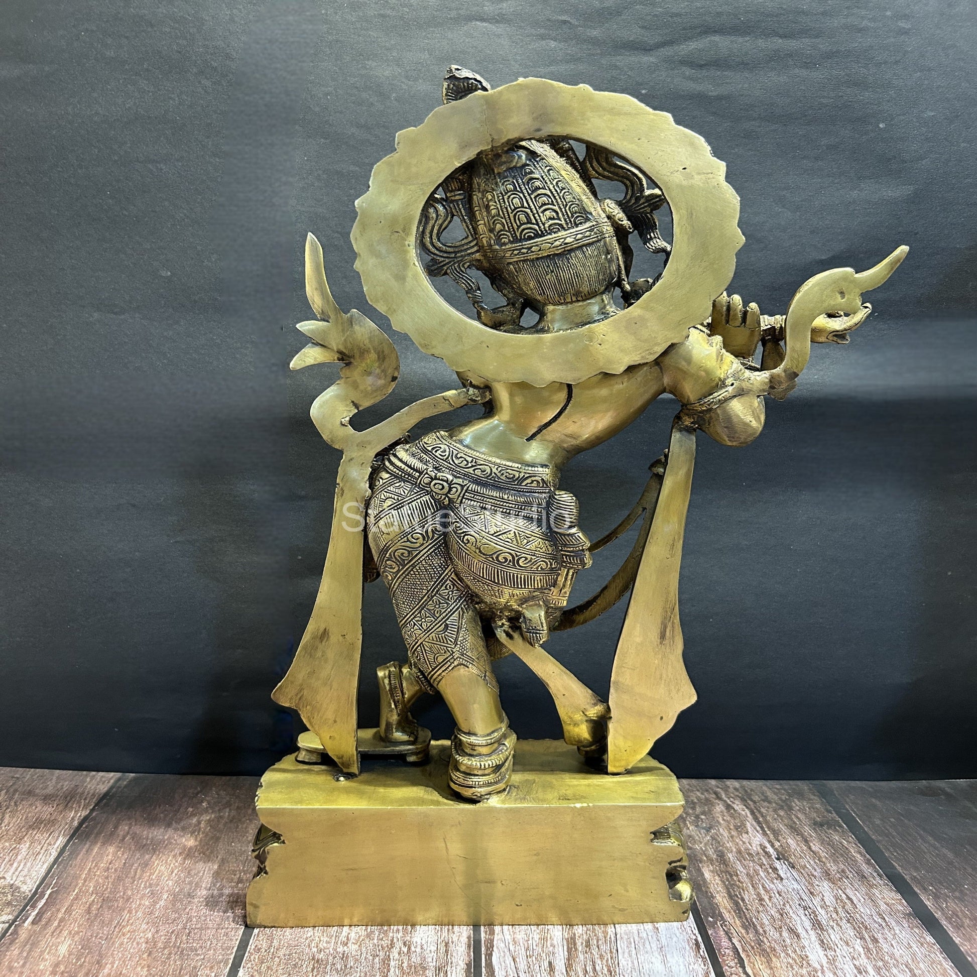 Brass Large Krishna Idol Antique Finish for Home Office Decor 2 Feet - Image 5